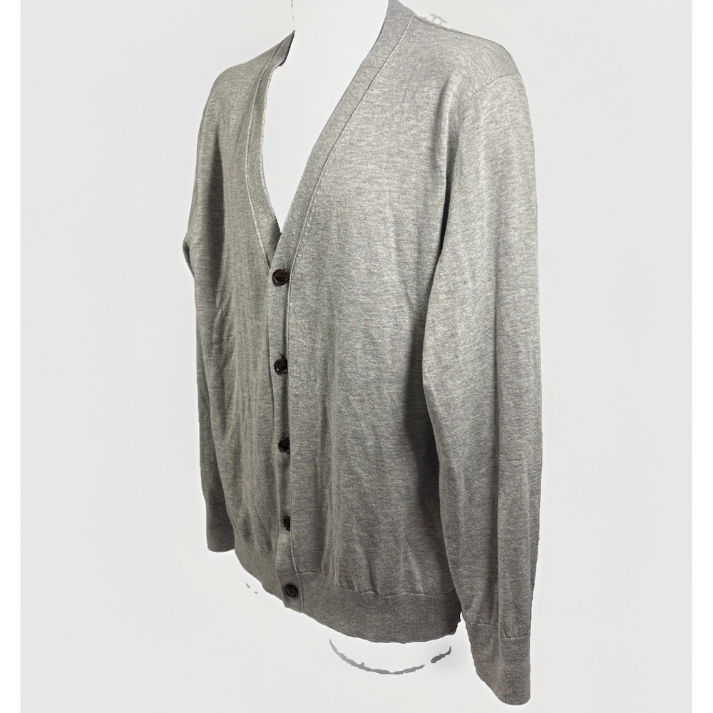 J.Crew Mercantile Gray Merino Wool Blend Button Up Cardigan Sweater Mens Large